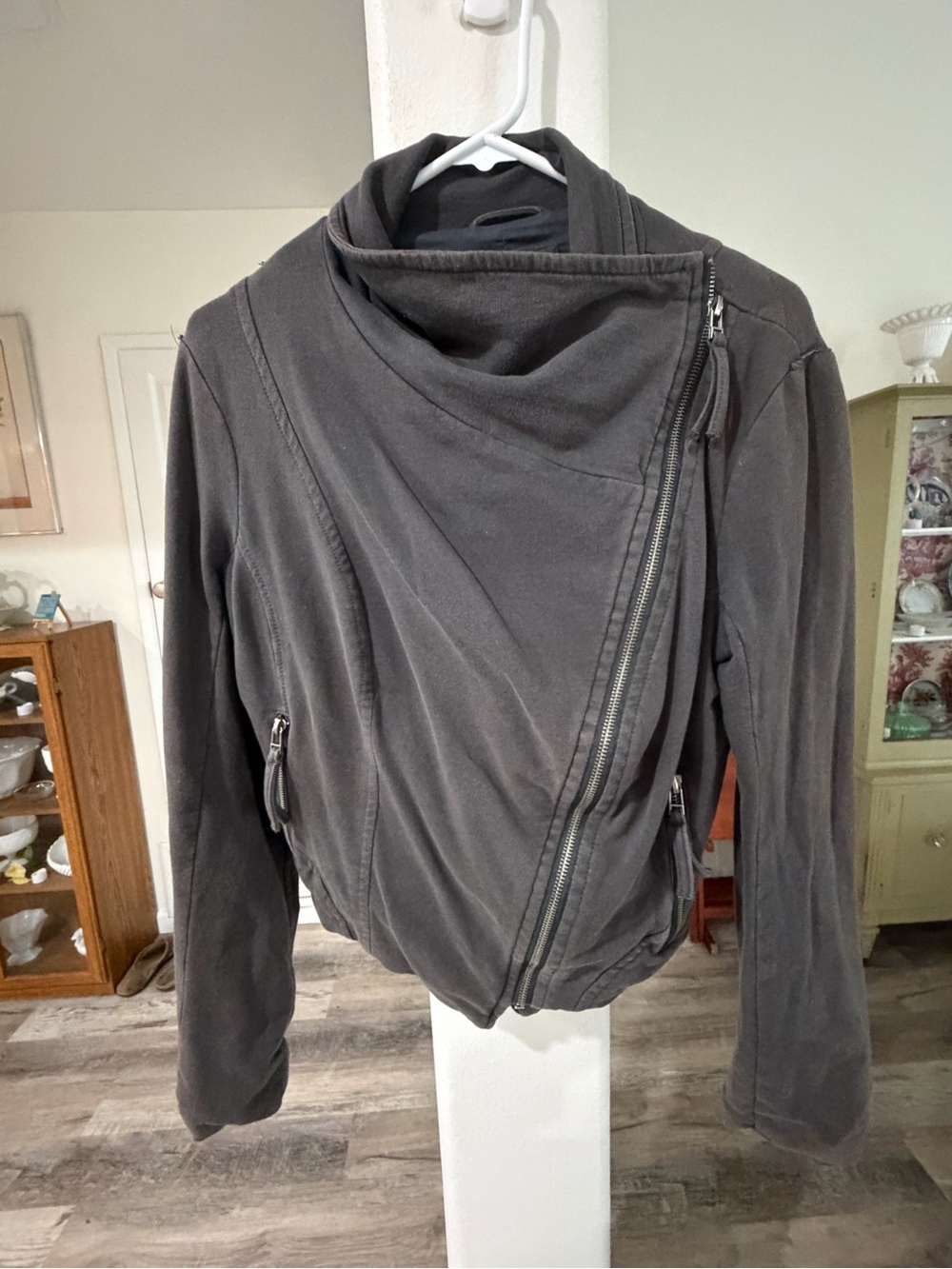 blanc noir Asymmetrical Zip Charcoal Jacket